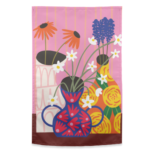 Maximalism Bold Floral Illustration Design - funny tea towel by AbiGoLucky