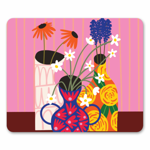 Maximalism Bold Floral Illustration Design - mouse mat by AbiGoLucky
