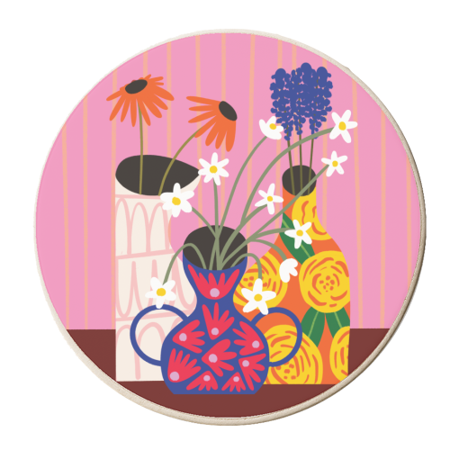 Maximalism Bold Floral Illustration Design - personalised beer coaster by AbiGoLucky
