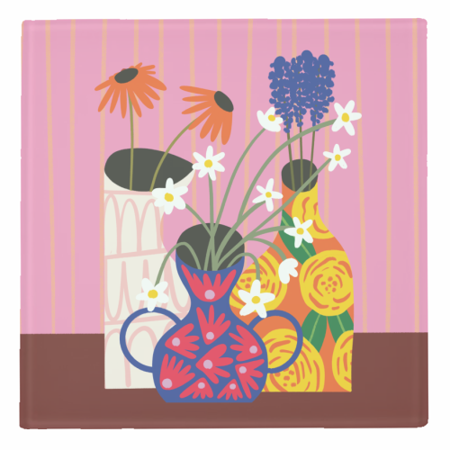 Maximalism Bold Floral Illustration Design - personalised beer coaster by AbiGoLucky