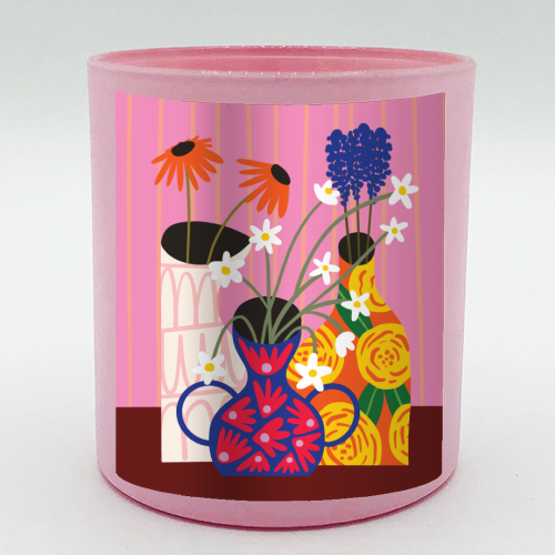 Maximalism Bold Floral Illustration Design - scented candle by AbiGoLucky