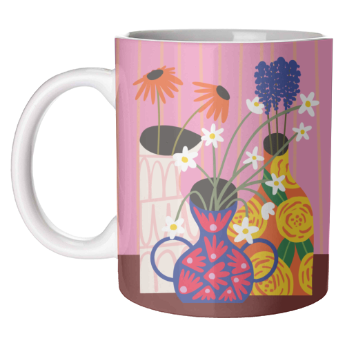 Maximalism Bold Floral Illustration Design - unique mug by AbiGoLucky