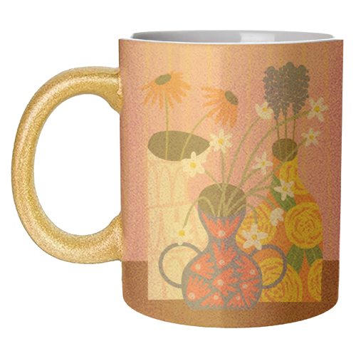 Maximalism Bold Floral Illustration Design - unique mug by AbiGoLucky