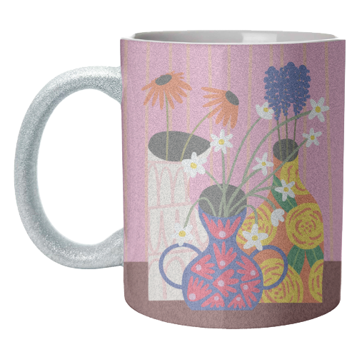 Maximalism Bold Floral Illustration Design - unique mug by AbiGoLucky