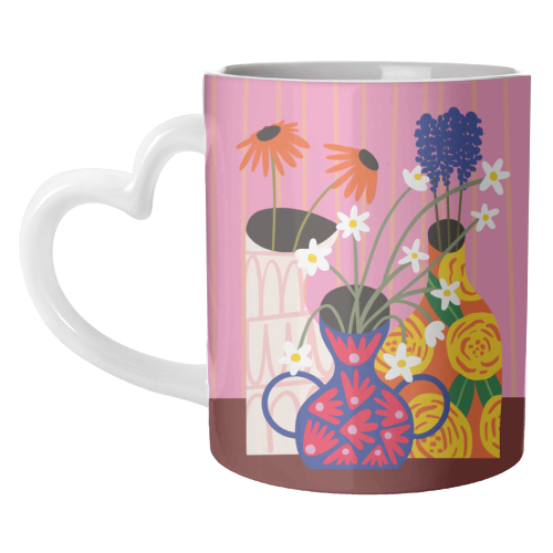 Maximalism Bold Floral Illustration Design - unique mug by AbiGoLucky