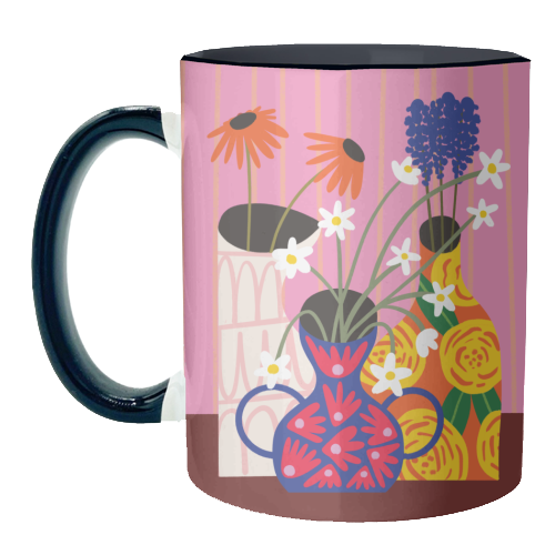 Maximalism Bold Floral Illustration Design - unique mug by AbiGoLucky