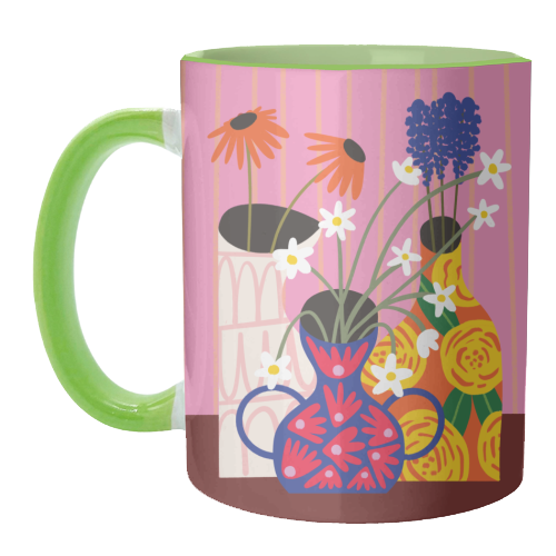 Maximalism Bold Floral Illustration Design - unique mug by AbiGoLucky
