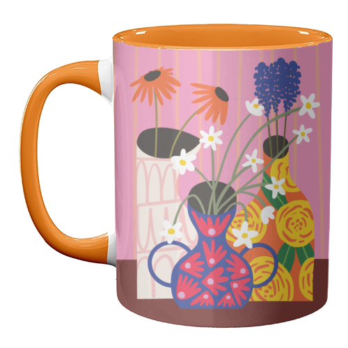 Maximalism Bold Floral Illustration Design - unique mug by AbiGoLucky