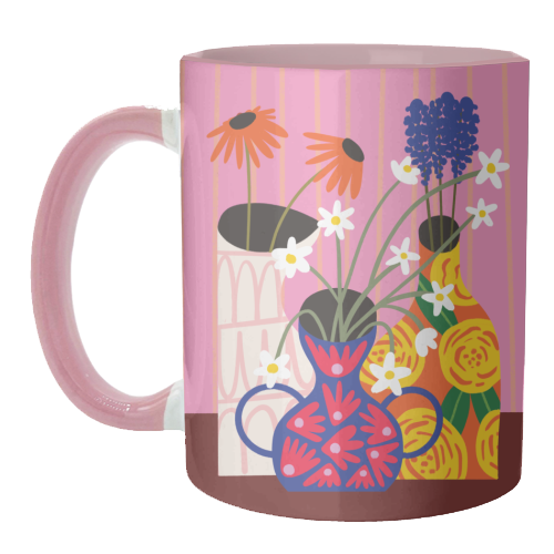 Maximalism Bold Floral Illustration Design - unique mug by AbiGoLucky