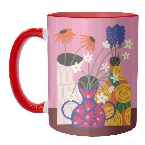 Maximalism Bold Floral Illustration Design - unique mug by AbiGoLucky