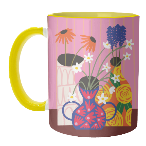 Maximalism Bold Floral Illustration Design - unique mug by AbiGoLucky