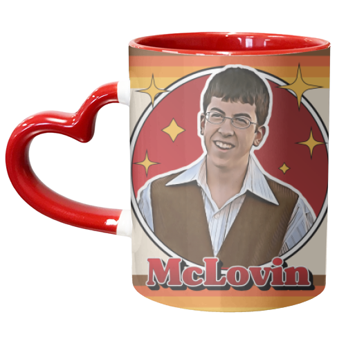 McLovin Superbad Retro Style Illustration - unique mug by Vallely Studios