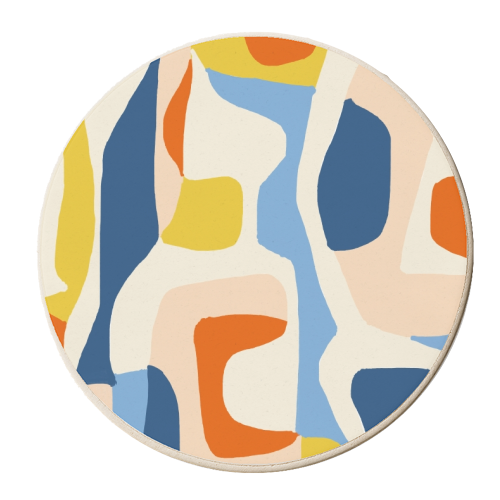 Me & Mine, Abstract Bohemian Pastel Shapes Painting, Eclectic Colorful Graphic Design - personalised beer coaster by Uma Prabhakar Gokhale