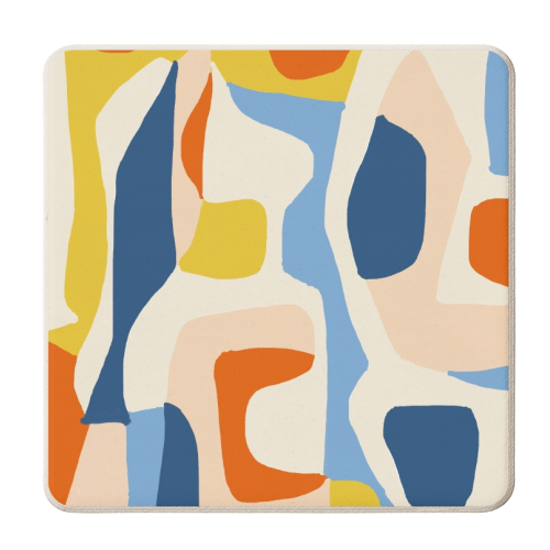 Me & Mine, Abstract Bohemian Pastel Shapes Painting, Eclectic Colorful Graphic Design - personalised beer coaster by Uma Prabhakar Gokhale