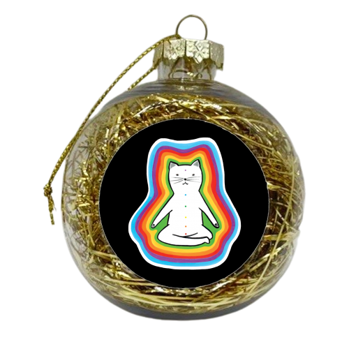 MEDITATING CAT - xmas bauble by Paper Deep Design