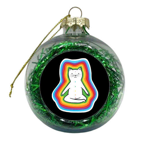 MEDITATING CAT - xmas bauble by Paper Deep Design