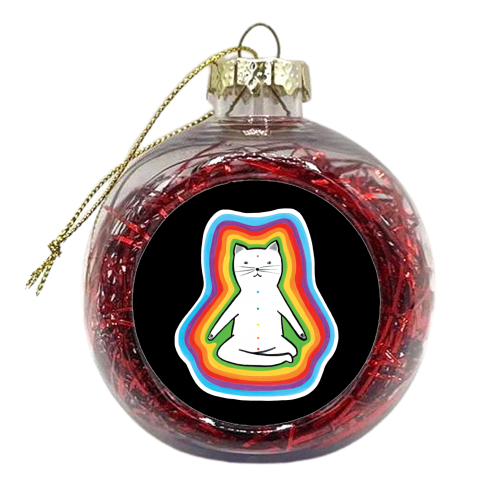 MEDITATING CAT - xmas bauble by Paper Deep Design