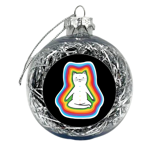 MEDITATING CAT - xmas bauble by Paper Deep Design