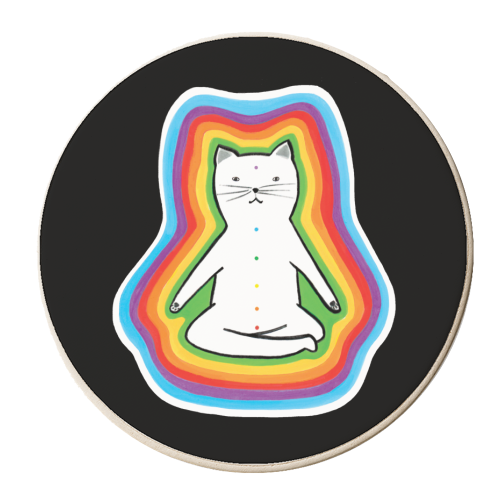 MEDITATING CAT - personalised beer coaster by Paper Deep Design