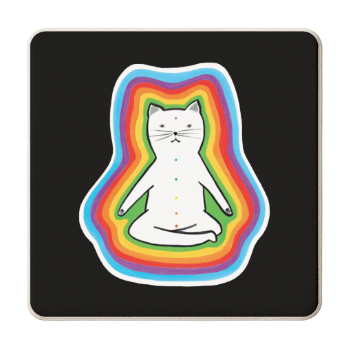 MEDITATING CAT - personalised beer coaster by Paper Deep Design