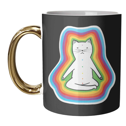 MEDITATING CAT - unique mug by Paper Deep Design