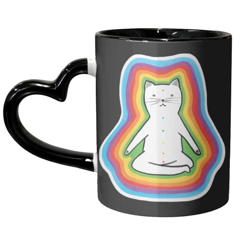 MEDITATING CAT - unique mug by Paper Deep Design