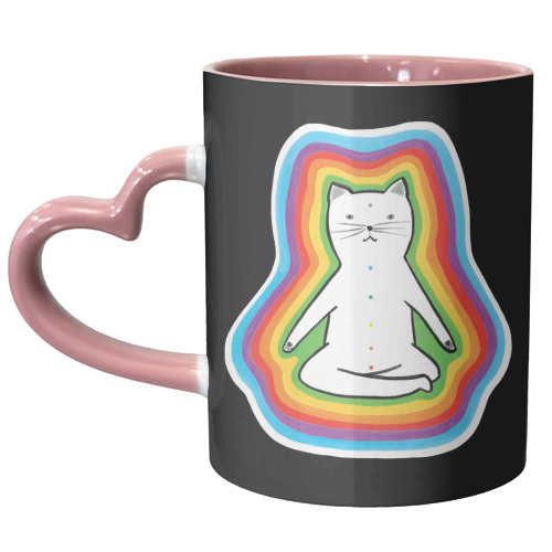 MEDITATING CAT - unique mug by Paper Deep Design