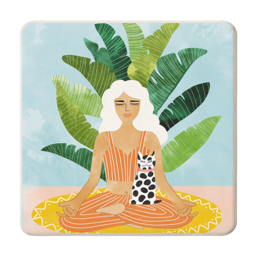 Meditation With Thy Cat - personalised beer coaster by Uma Prabhakar Gokhale