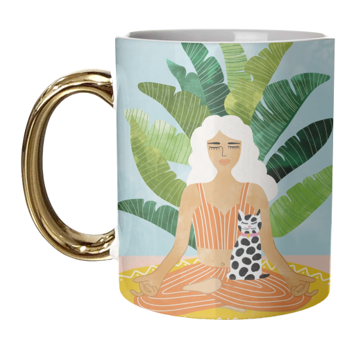 Meditation With Thy Cat - unique mug by Uma Prabhakar Gokhale