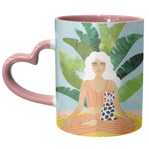 Meditation With Thy Cat - unique mug by Uma Prabhakar Gokhale