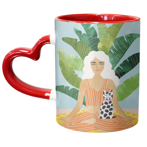 Meditation With Thy Cat - unique mug by Uma Prabhakar Gokhale