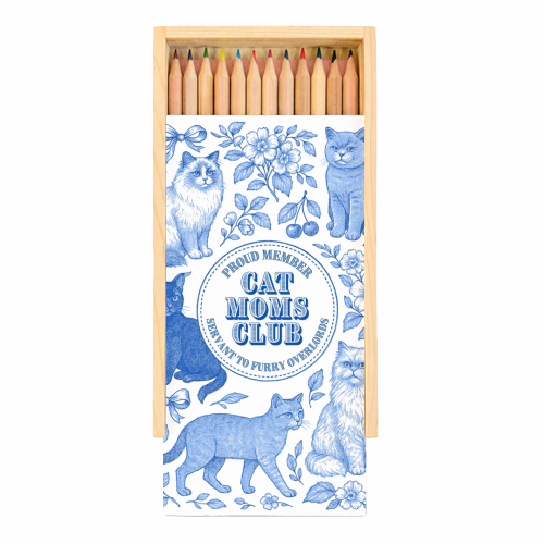 Member of the Cat Moms Club - Coloured Pencils with Box by Lilly Rose