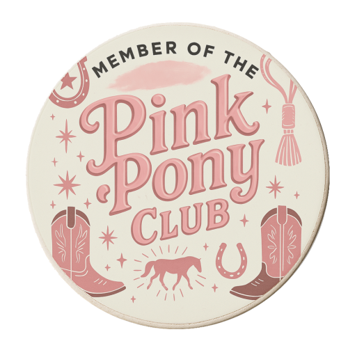Member of the Pink Pony Club - personalised beer coaster by Vallely Studios