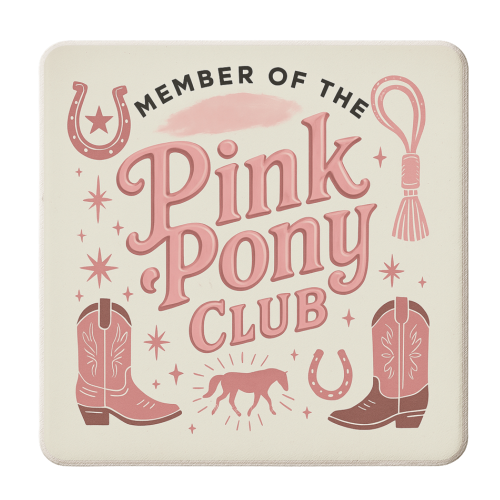 Member of the Pink Pony Club - personalised beer coaster by Vallely Studios
