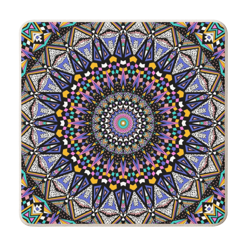 Memphis Dreams Kaleidoscope - personalised beer coaster by Kirsten Star