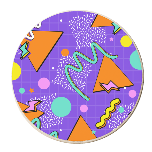 Memphis Synthwave Purple Pattern - personalised beer coaster by AbstraHaus by EZbie