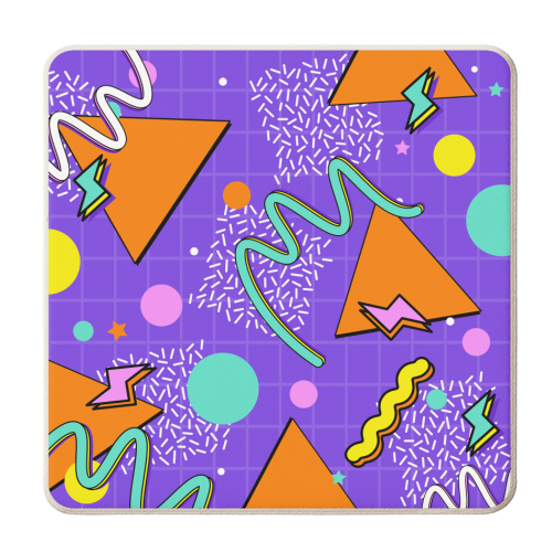 Memphis Synthwave Purple Pattern - personalised beer coaster by AbstraHaus by EZbie