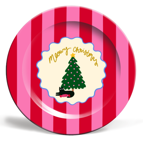 Meowy Christmas - ceramic dinner plate by The Paper Tail