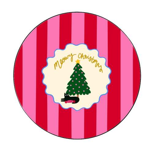 Meowy Christmas - Circle Sticker by The Paper Tail