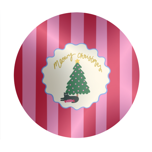 Meowy Christmas - Circle Sticker by The Paper Tail