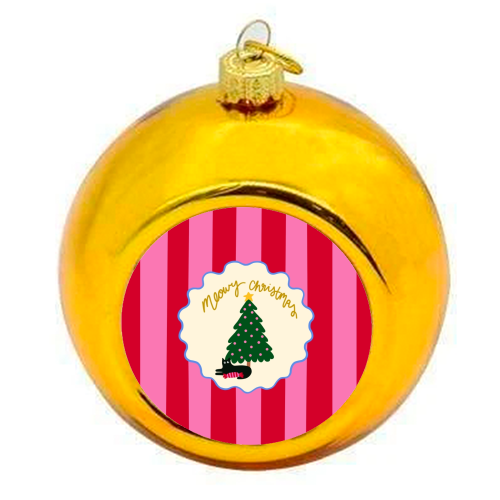 Meowy Christmas - colourful christmas bauble by The Paper Tail