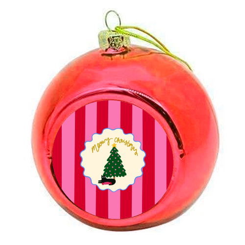 Meowy Christmas - colourful christmas bauble by The Paper Tail