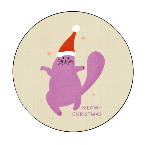 Meowy Christmas Cute Cat Santa Illustration - Circle Sticker by Ania Wieclaw