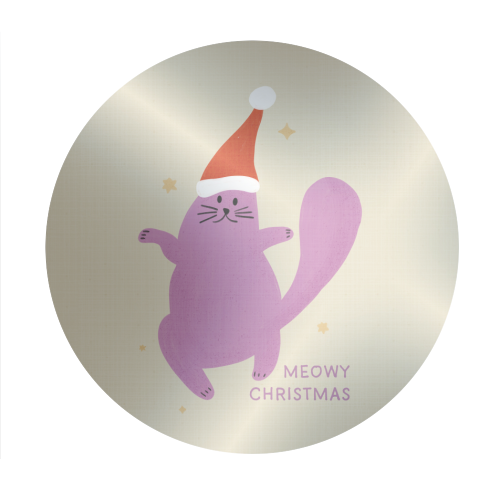 Meowy Christmas Cute Cat Santa Illustration - Circle Sticker by Ania Wieclaw