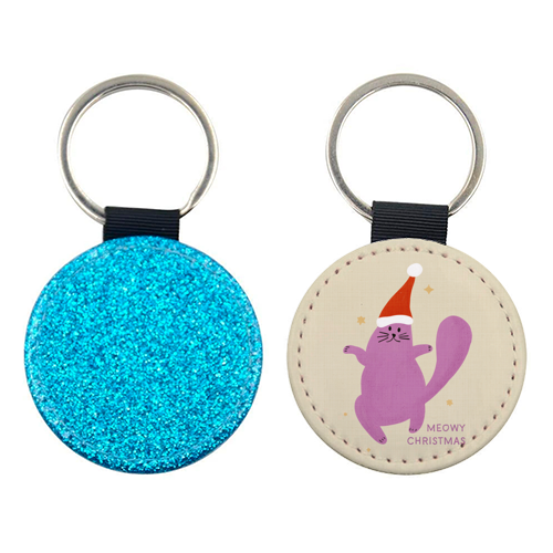 Meowy Christmas Cute Cat Santa Illustration - keyring by Ania Wieclaw