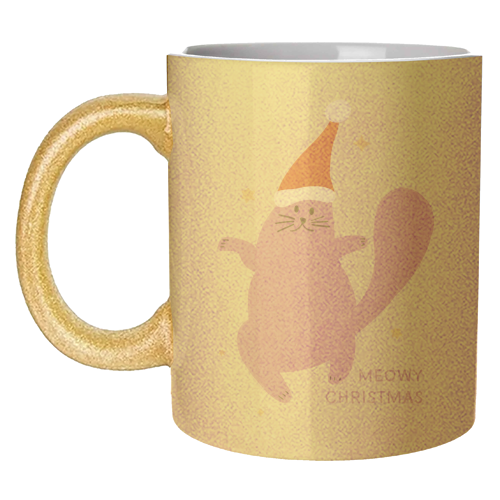 Meowy Christmas Cute Cat Santa Illustration - unique mug by Ania Wieclaw