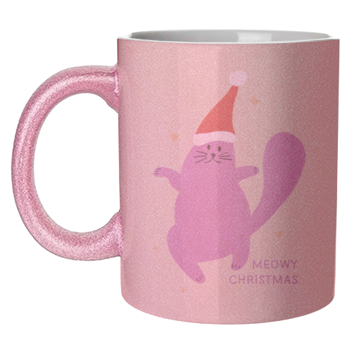Meowy Christmas Cute Cat Santa Illustration - unique mug by Ania Wieclaw