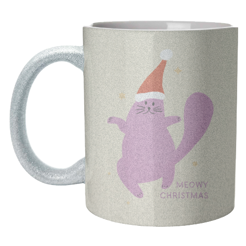 Meowy Christmas Cute Cat Santa Illustration - unique mug by Ania Wieclaw