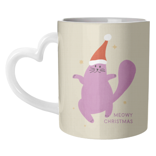 Meowy Christmas Cute Cat Santa Illustration - unique mug by Ania Wieclaw