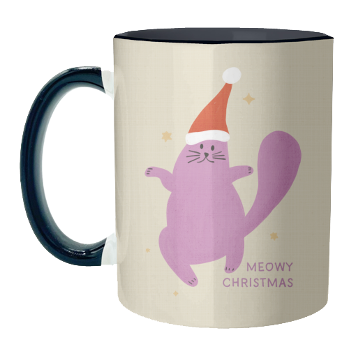 Meowy Christmas Cute Cat Santa Illustration - unique mug by Ania Wieclaw